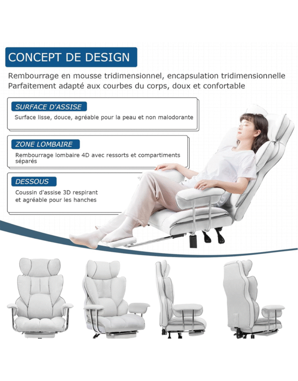 GT205,  Fauteuil de jeu et de Bureau Ergonomique avec Support Lombaire à Ressorts ensachés ... – Image 6